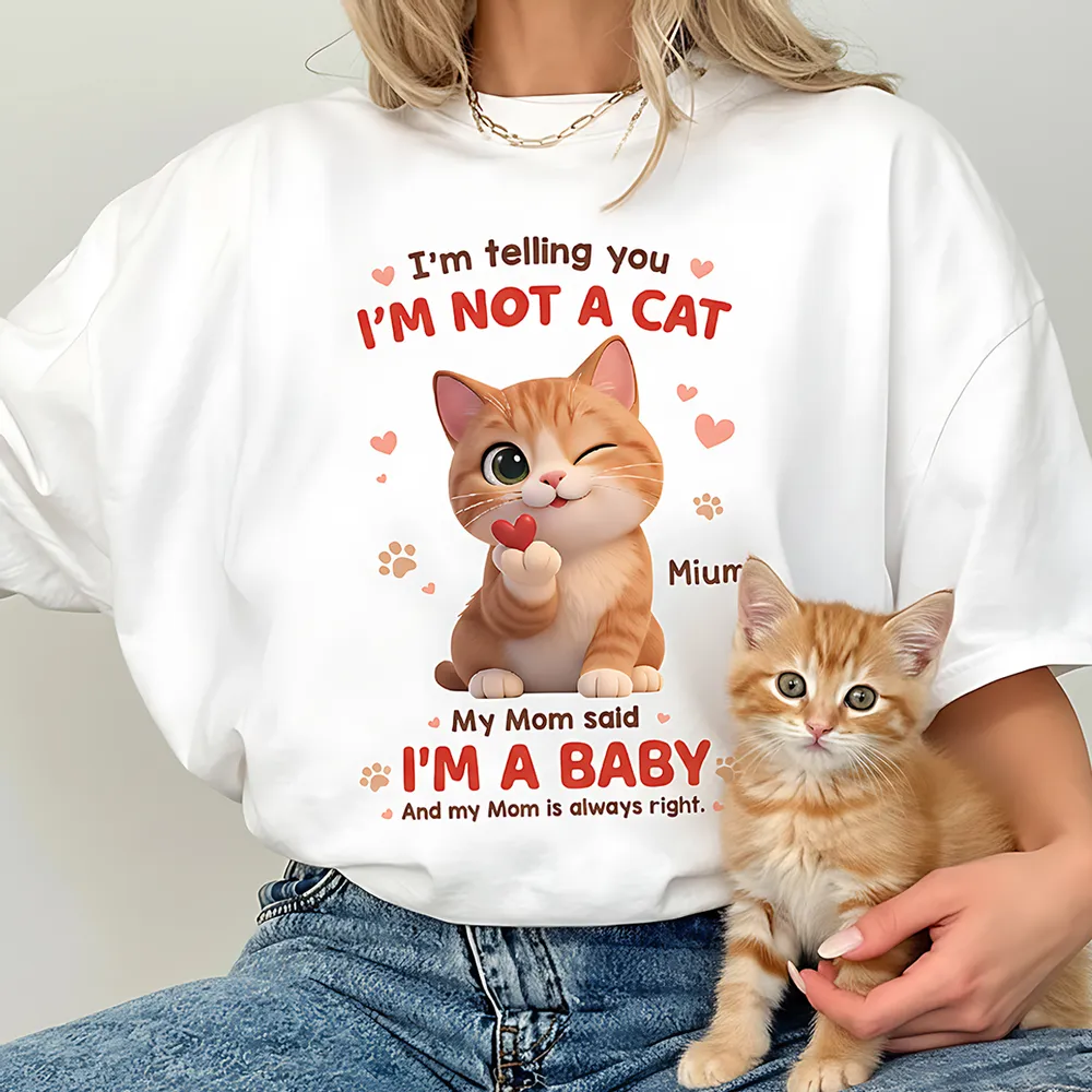 Personalized Classic Tee with Cute Winking Cats Quote, Unique Gift for Cat Moms, Funny Heartwarming Everyday Wear - Image 2