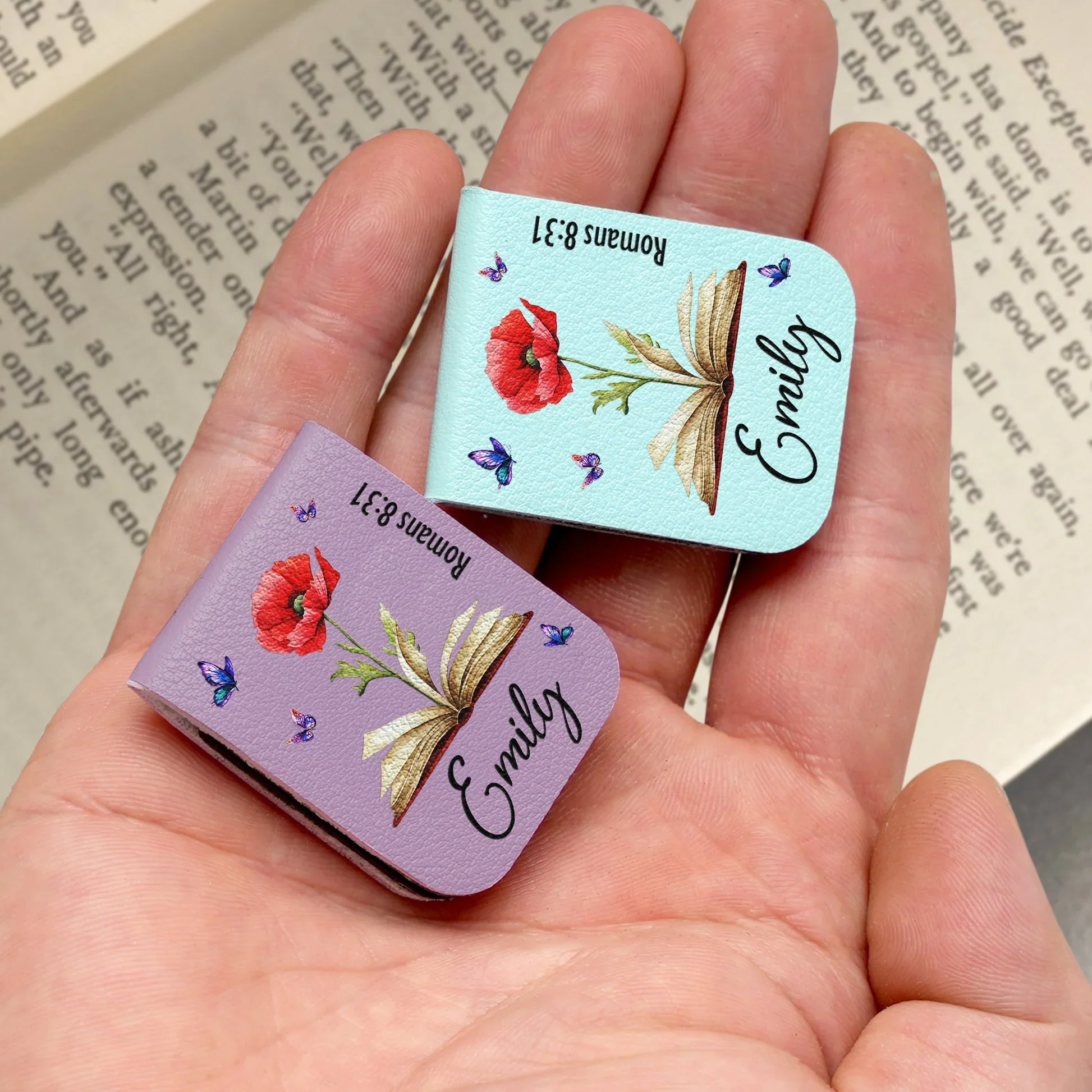 Floral Bible Verse Inspired Personalized Leather Magnetic Bookmark, Calm Faithful Touch, Unique Gift for Mom or Friend - Image 4