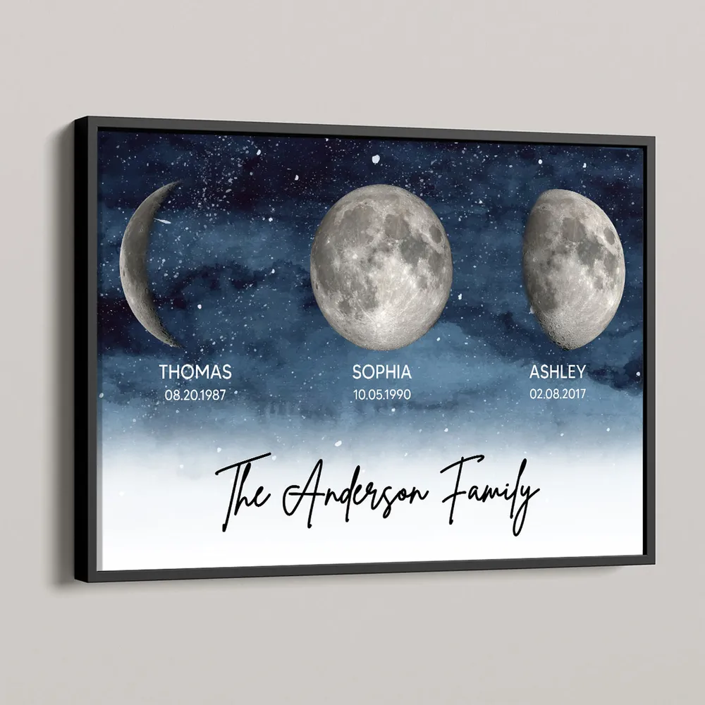 Personalized Moon Phase Family Poster, Custom Starry Night Wall Art for Home Decor, Unique Gift for Mom & Dad - Image 3