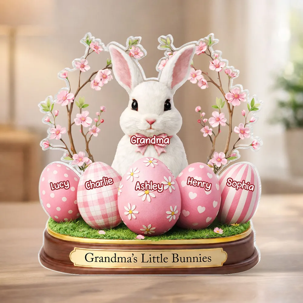 Grandma's Little Bunnies Shaped Acrylic Block Plaque, Personalized Easter Shelf Decor - Heartwarming Gift for Grandma - Image 2