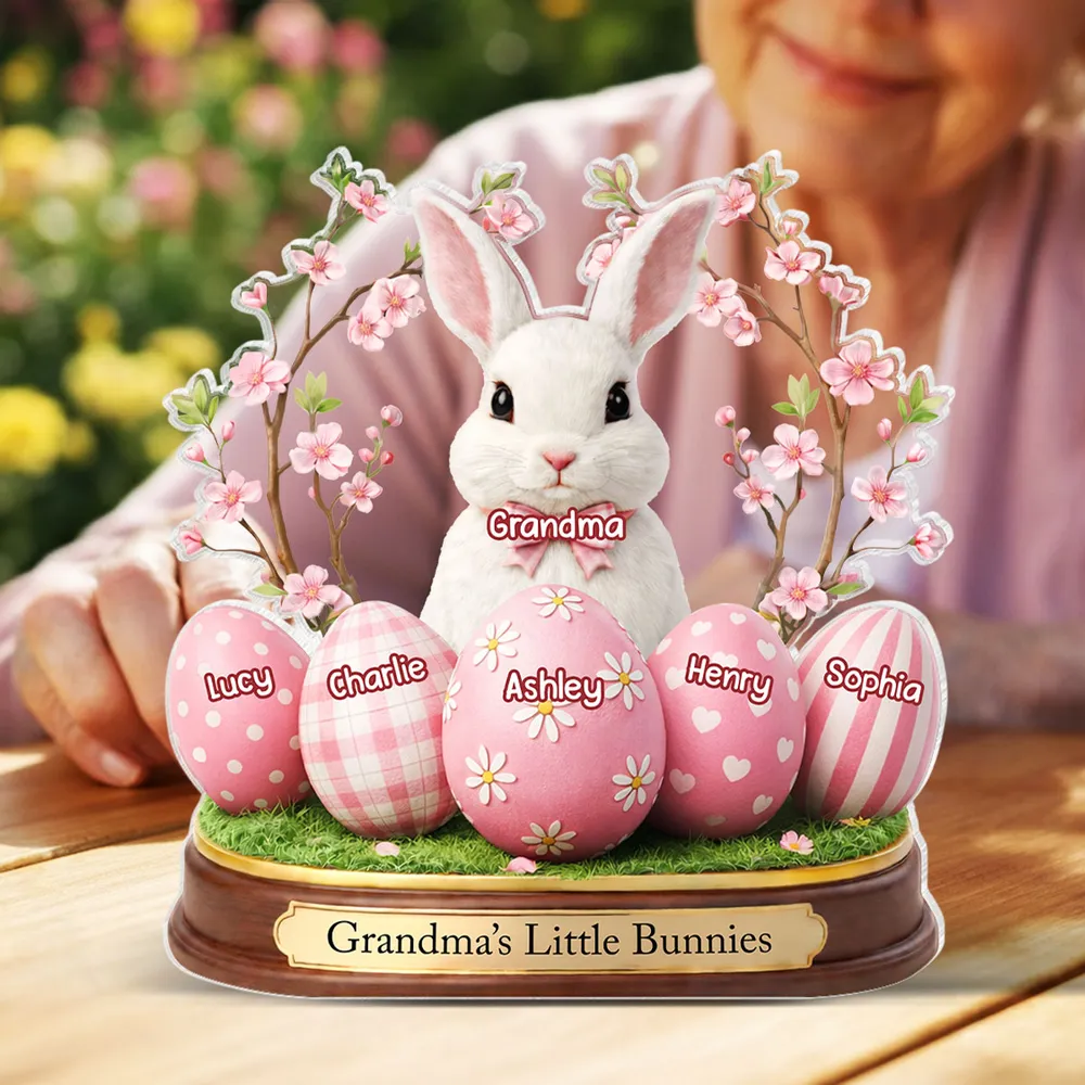 Grandma's Little Bunnies Shaped Acrylic Block Plaque, Personalized Easter Shelf Decor - Heartwarming Gift for Grandma - Image 8