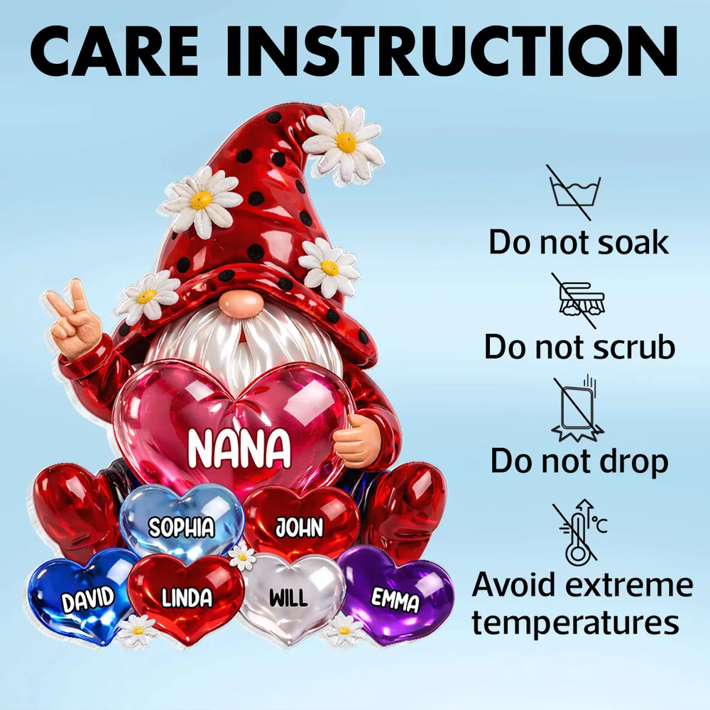 Personalized Shaped Acrylic Block Plaque Nana Gnome Holding Heart Balloons, Sweet Shelf Decor, Unique Gift for Grandma - Image 5