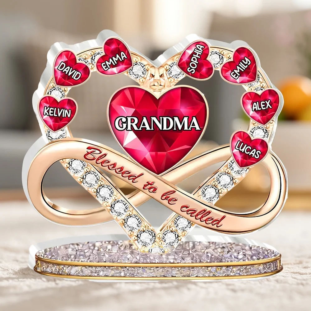 Personalized Shaped Acrylic Block Plaque for Grandma, Heart Infinity Design, Unique Gift for Mother's Day, A Sweet Keepsake