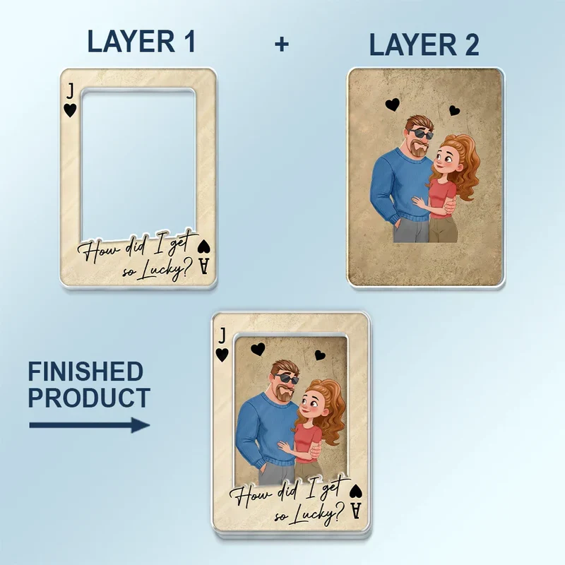 Personalized Acrylic Car Visor Clip Vintage Playing Card Couple Hugging, Drive Safe Handsome I love you, Unique Gift for Him - Image 5