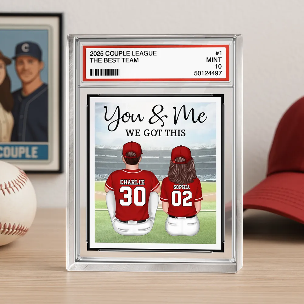 You & Me We Got This Rectangle Acrylic Block Plaque, Custom Baseball Couple Keepsake for Desk or Shelf, Sweet Gift for Couples - Image 3