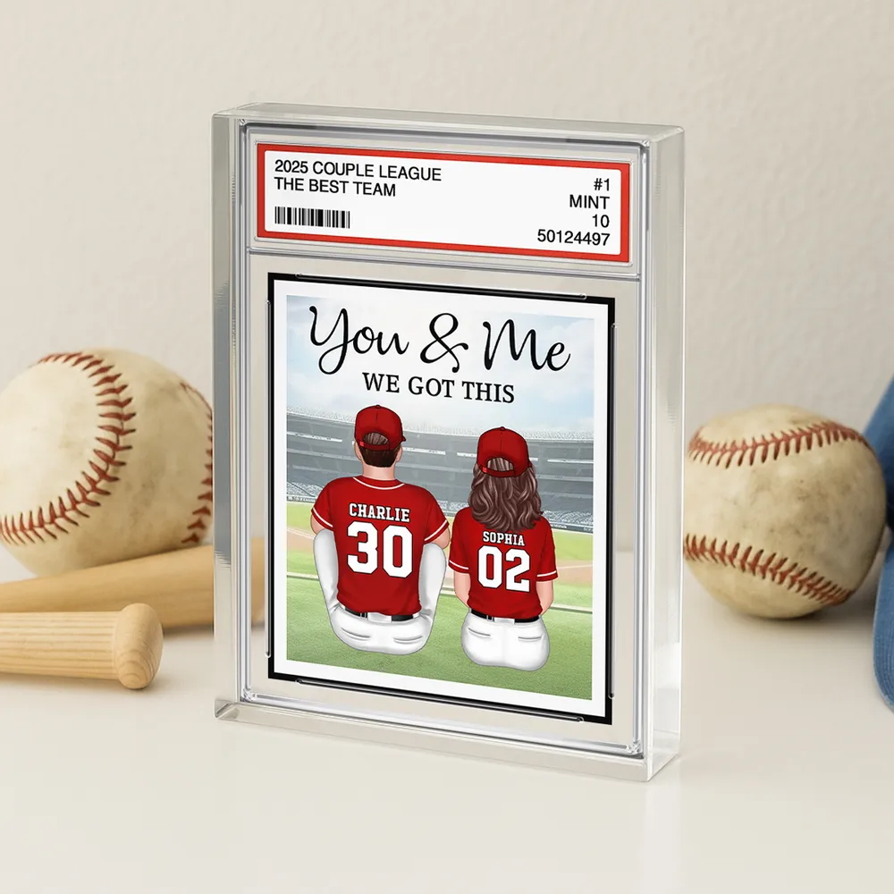 You & Me We Got This Rectangle Acrylic Block Plaque, Custom Baseball Couple Keepsake for Desk or Shelf, Sweet Gift for Couples - Image 7