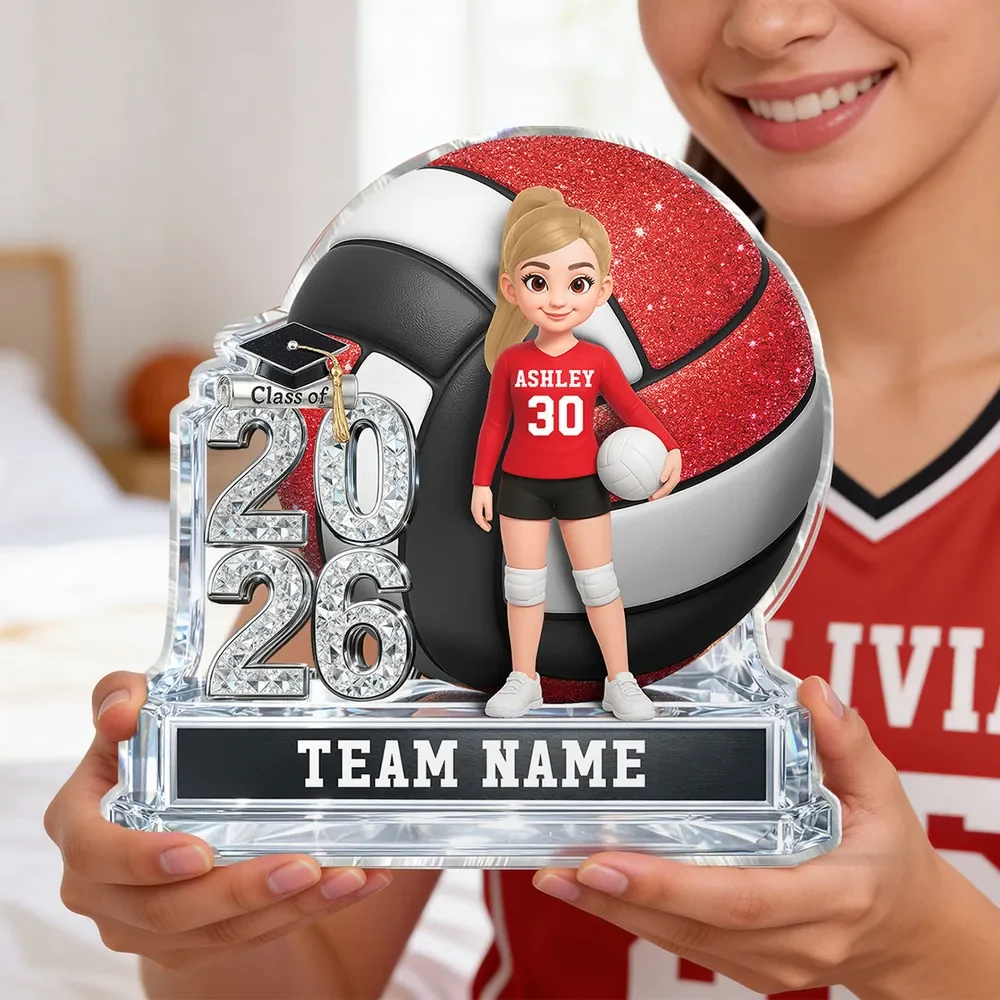 Volleyball Shaped Acrylic Block Plaque, Personalized Class Keepsake for a Senior Player - Proud Team Gift for Her - Image 6