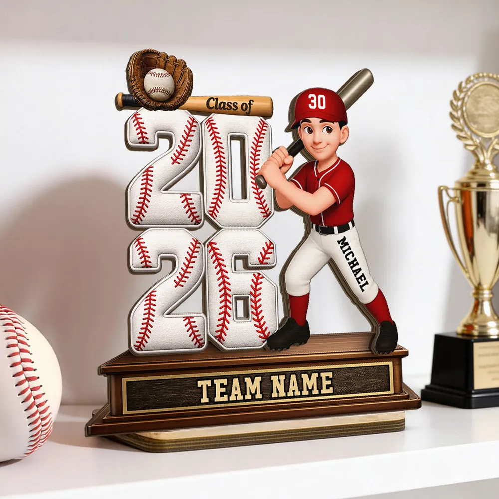 2-Layer Wooden Plaque for a Baseball Grad, Custom Player and Team Name Keepsake with Stadium Vibes, Heartfelt Gift - Image 5