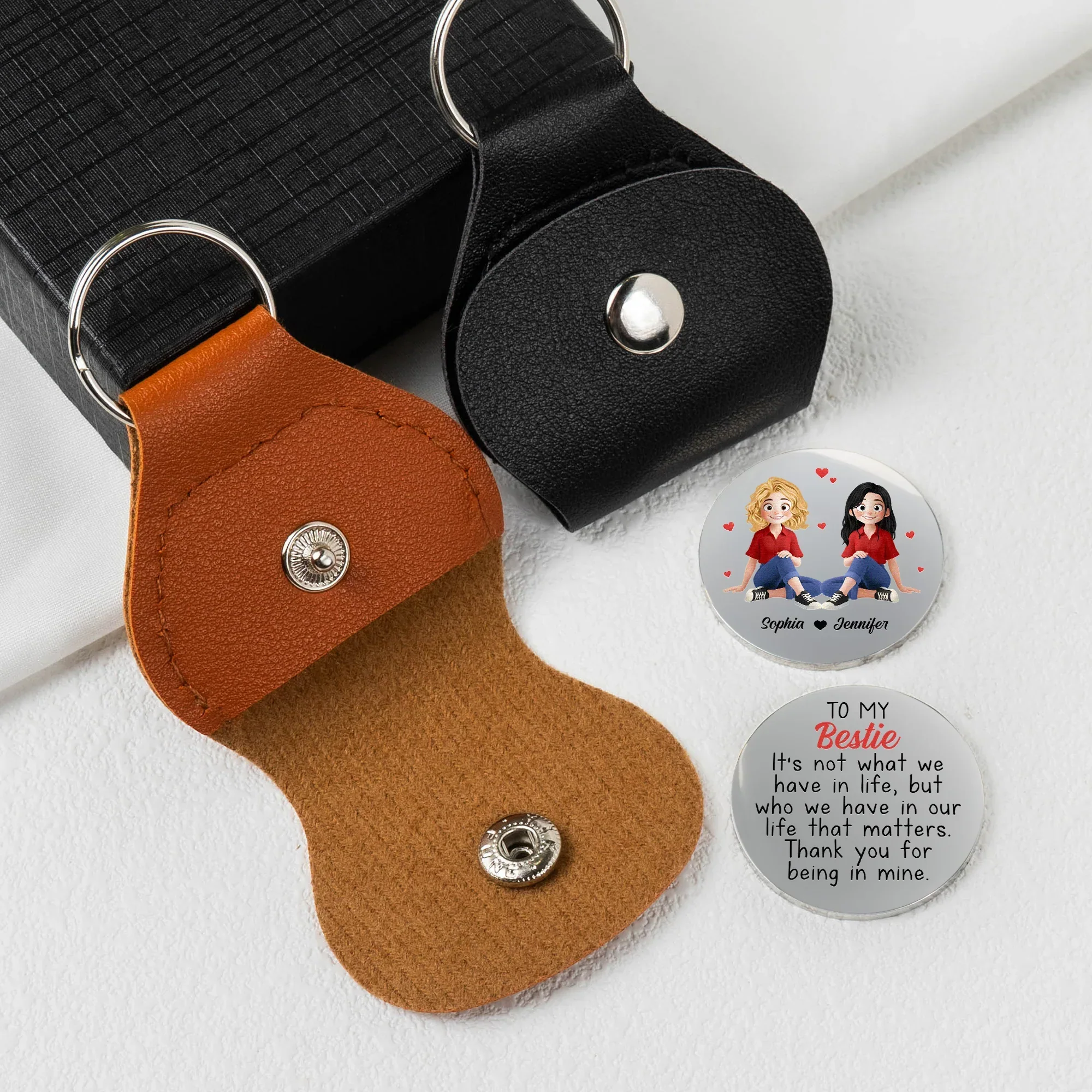 Personalized Pocket Hug Keepsake With Bestie Quote, Cute Sitting Girls Design, Unique Friendship Gift - Image 2