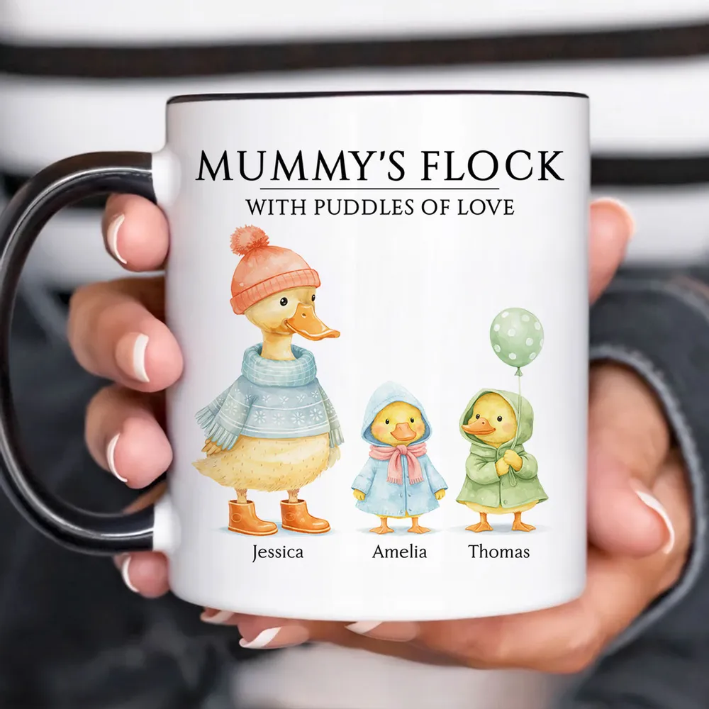 Personalized Ceramic Mug with Cute Duck Family Illustration, Unique Gift for Grandma or Mom, Sweet Daily Coffee Moment - Image 5
