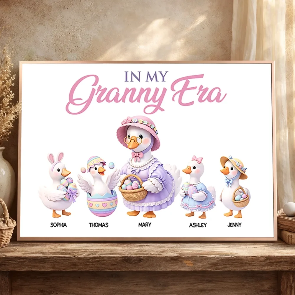 In My Granny Era Personalized Poster, Cute Easter Ducks with Baskets, Unique Gift for Grandma, Sweet Wall Art