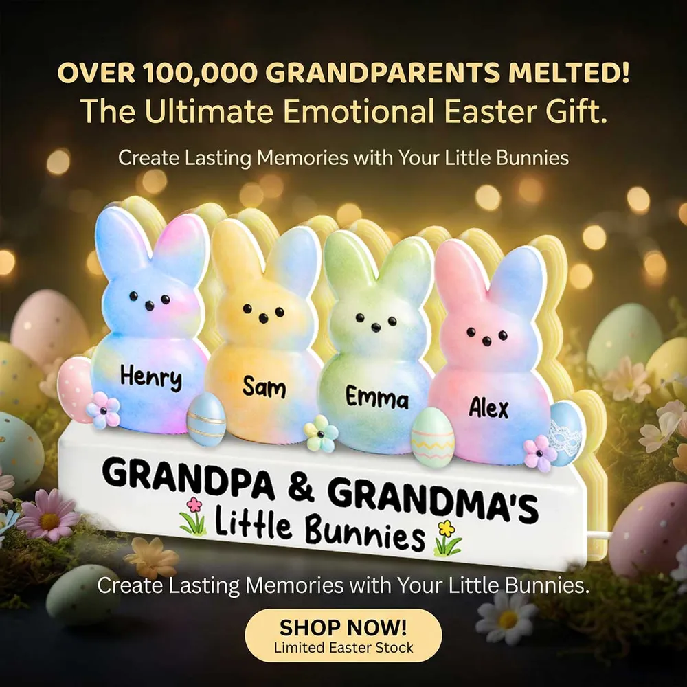Personalized Easter Bunny Acrylic Light Box, Grandpa & Grandma's Little Bunnies Cute Night Light, Unique Gift for Grandparents - Image 6