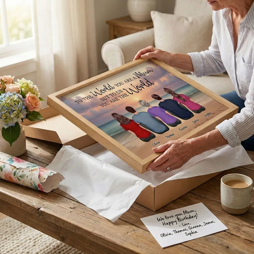 To The World You Are A Mum Poster, Personalized Beach Sunset Family Keepsake, Heartwarming Wall Decor Gift for Mom - Image 7