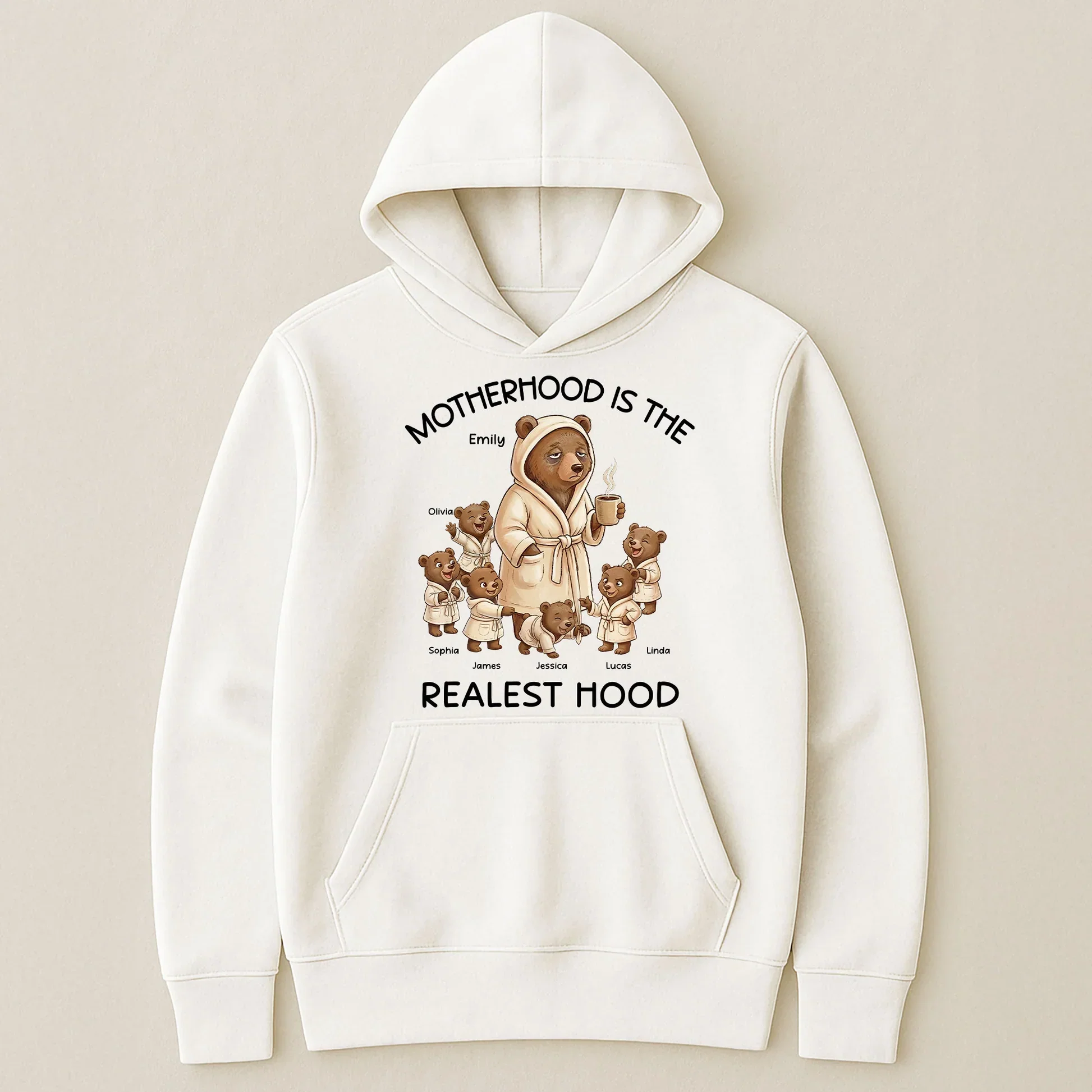 Personalized Mama Bear Classic Tee Motherhood Is The Realest Hood Cute Cartoon Gift for Mom - Image 6