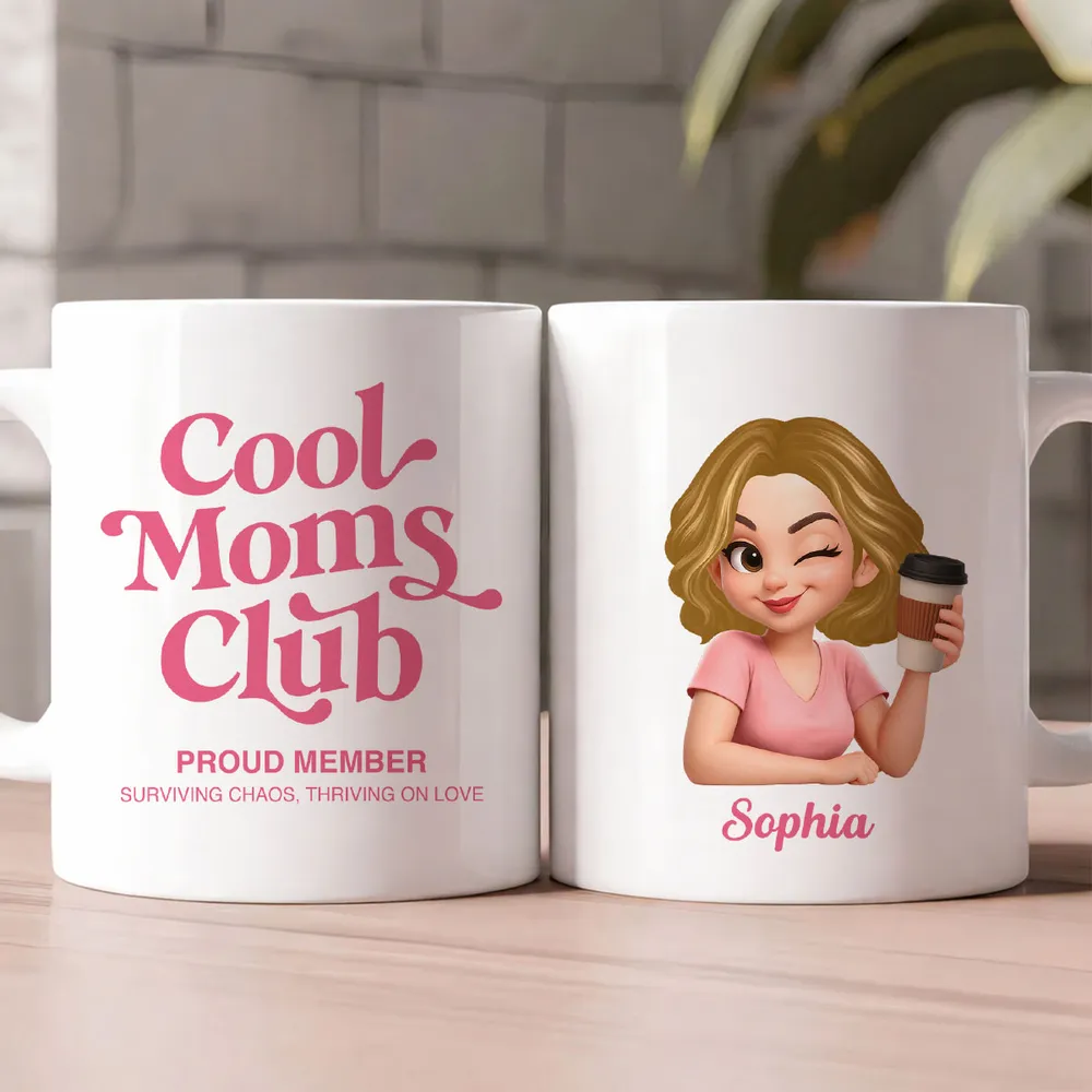 Personalized Cool Moms Club Ceramic Mug With Custom Cartoon Mom, Cute Daily Coffee Gift For Mom And Wife - Image 5