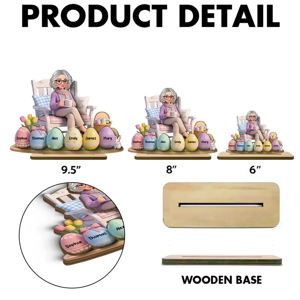 Personalized 2-Layer Wooden Plaque with Grandma and Easter Eggs, Custom Family Keepsake Gift for Grandma - Image 4