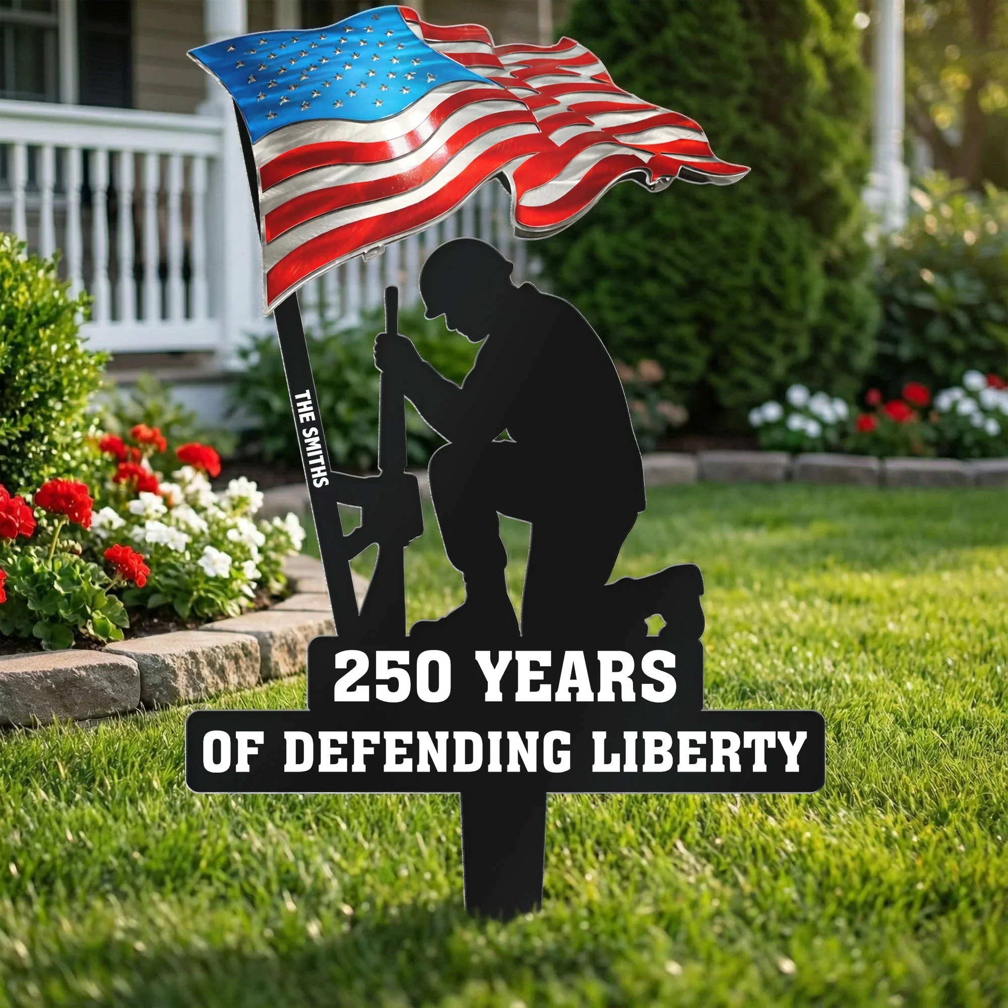 250 Years Of Defending Liberty Personalized Metal Garden Stake - Proud Patriotic Yard Tribute Gift - Image 5