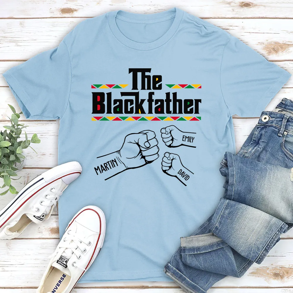 Personalized The Blackfather Classic Tee with Fist Bump Family Graphic - Unique Father's Day Gift for Dad - Image 3