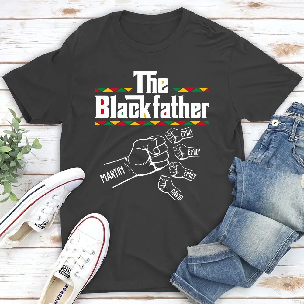 Personalized The Blackfather Classic Tee with Fist Bump Family Graphic - Unique Father's Day Gift for Dad - Image 4