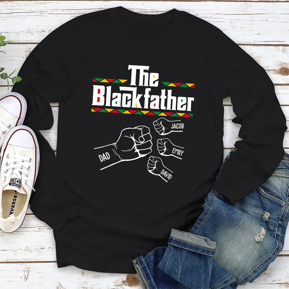 Personalized The Blackfather Classic Tee with Fist Bump Family Graphic - Unique Father's Day Gift for Dad - Image 5