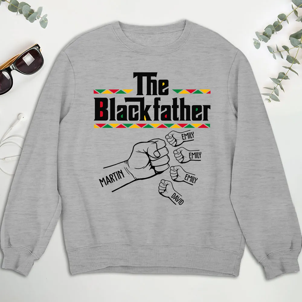 Personalized The Blackfather Classic Tee with Fist Bump Family Graphic - Unique Father's Day Gift for Dad - Image 6