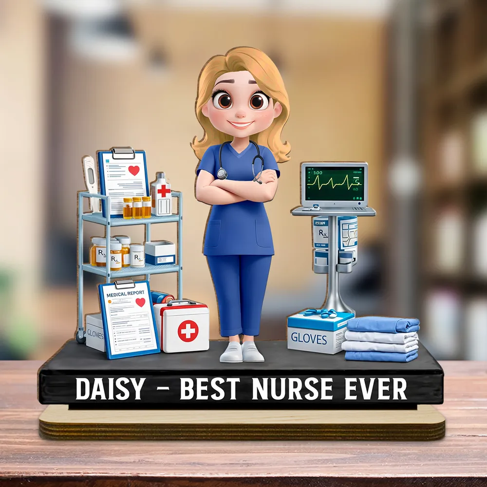 Personalized 2-Layer Wooden Plaque Nurse Figurine With Heartfelt Message, Cute Desk Decor, Unique Gift for Nurses - Image 3