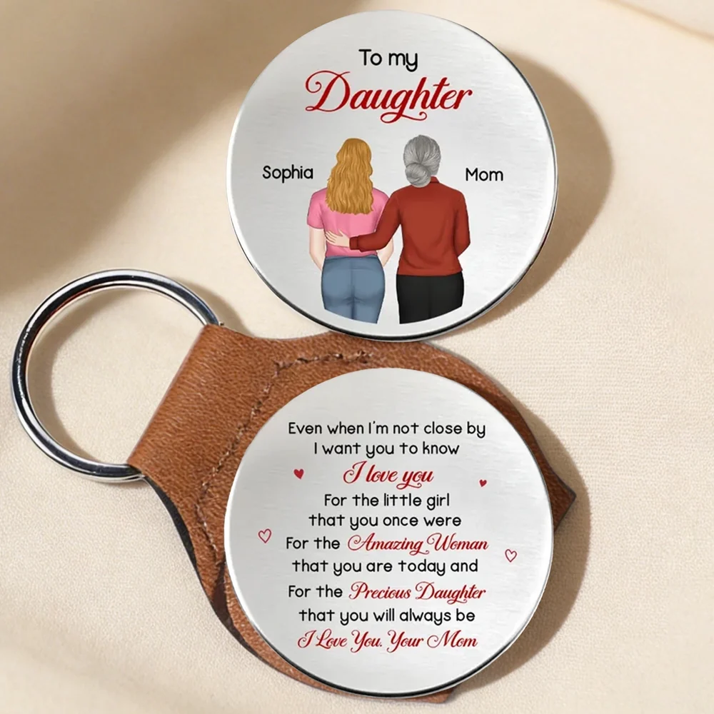 Personalized Pocket Hug for Daughter from Mom - Back View Hug Illustration Keepsake, Unique Gift She Can Carry Daily
