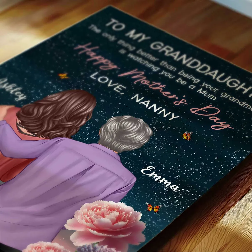 Personalized Mother's Day Poster for Granddaughter, Grandma and Granddaughter Hugging Under Starry Sky, Unique Gift - Image 7
