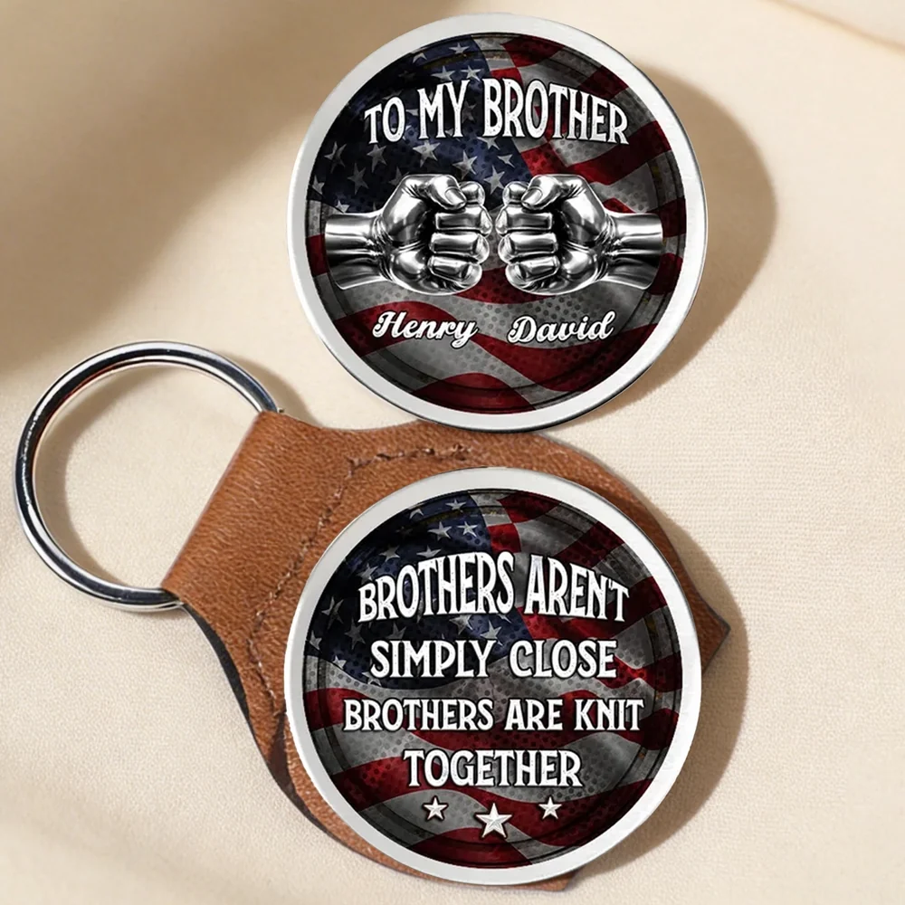 Personalized Pocket Hug for Brother, Fist Bump USA Flag Keepsake, Unique Everyday Carry Gift