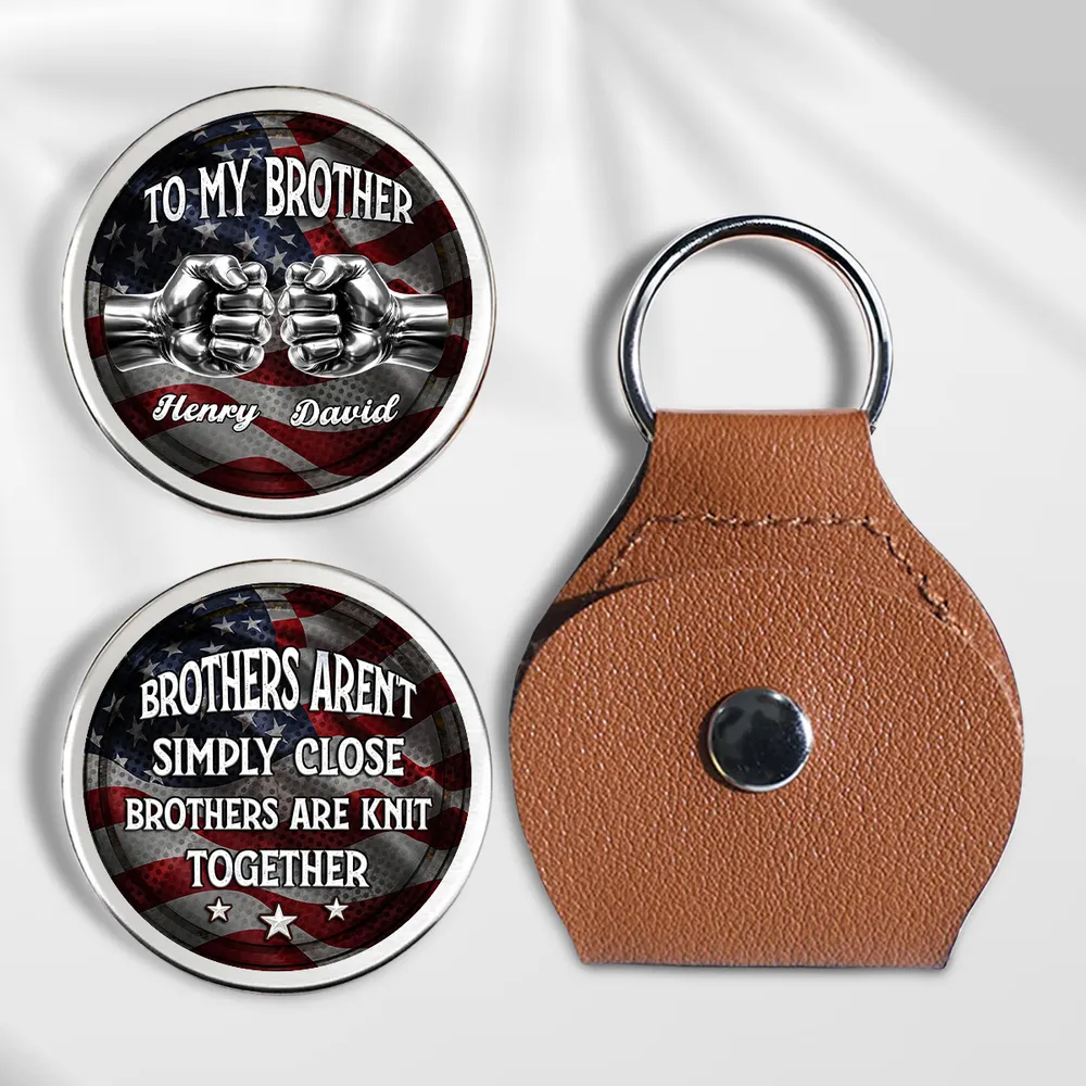 Personalized Pocket Hug for Brother, Fist Bump USA Flag Keepsake, Unique Everyday Carry Gift - Image 2