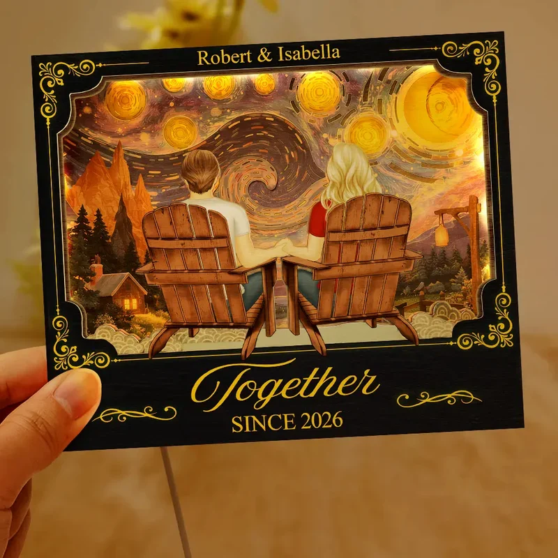 2-Layer Wooden LED Plaque Custom Printing 'My Favorite Place Is Next To You' Cozy Warm Light Couple Keepsake Gift - Image 6