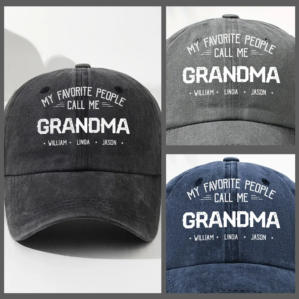 Personalized Washed Denim Baseball Cap 'My Favorite People Call Me Grandma' Unique Gift for Grandma, Vintage Look - Image 5