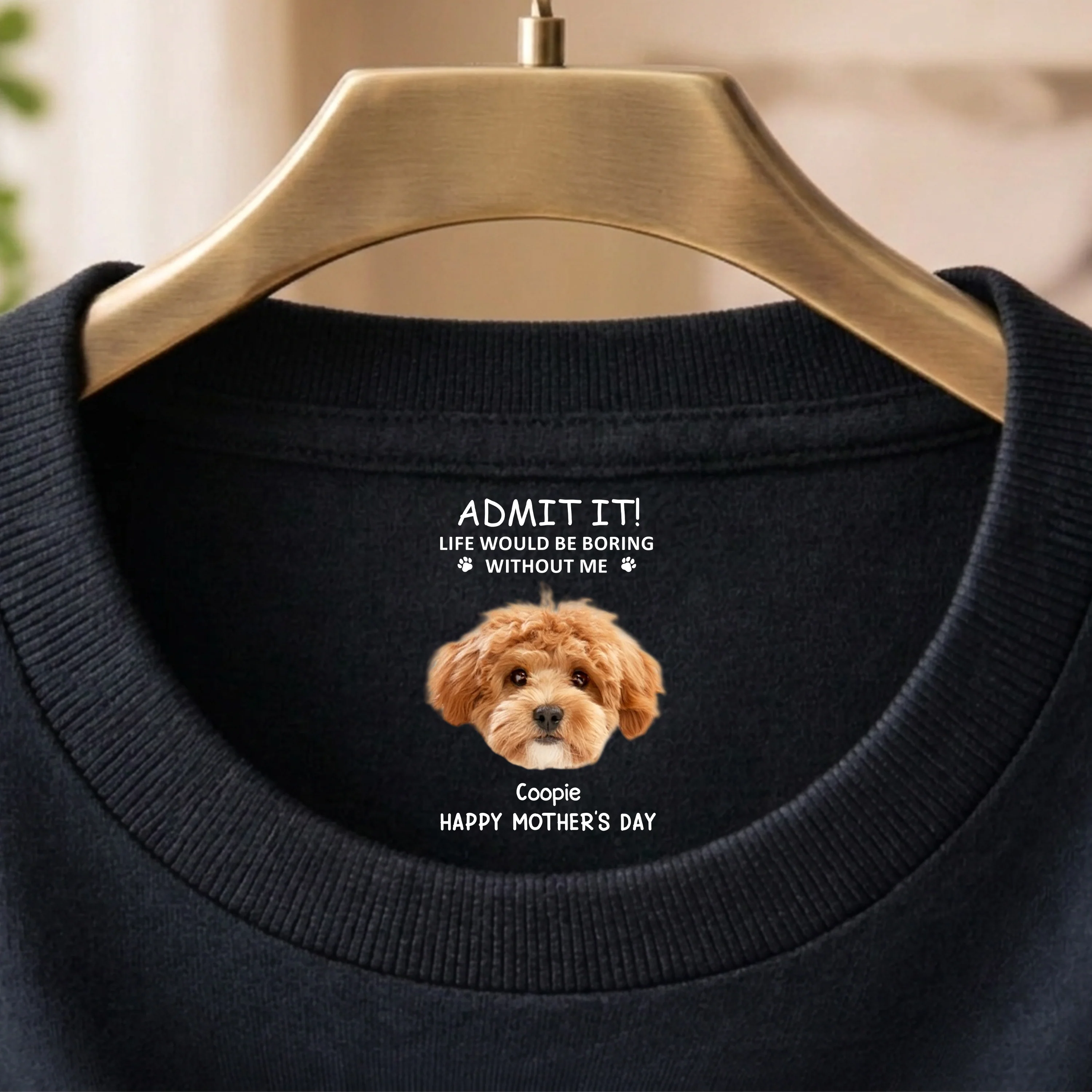 Personalized Dog Photo Classic Tee With Funny Quote For Dog Moms, Unique Mother's Day Gift - Image 2