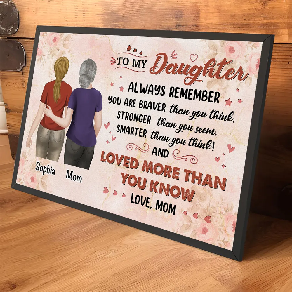Personalized Mother and Daughter Poster, Always Remember You Are Braver Quote, Unique Gift for Mom or Daughter - Image 4