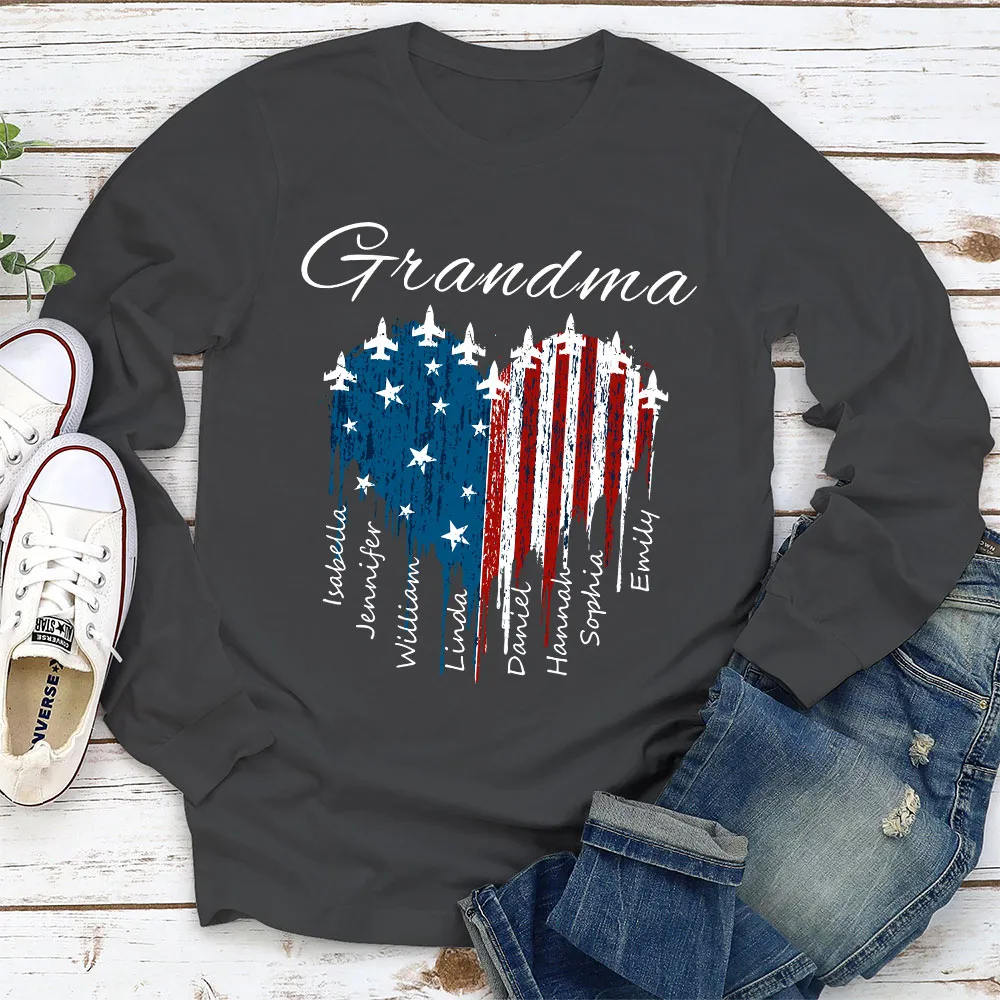 Personalized Grandma Classic Tee with USA Flag Heart - Unique Custom Gift for Fourth of July Pride - Image 4
