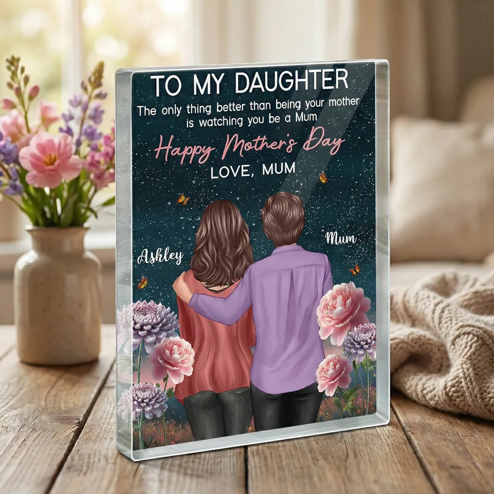 Personalized Rectangle Acrylic Block Plaque, To My Daughter from Mom Mother's Day Message, Unique Gift for Her - Image 2