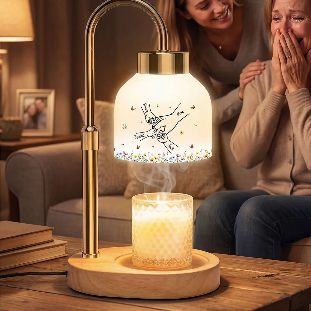 Personalized Candle Warmer Lamp with Grandma Mom Kids Holding Hands Outline, Cozy Bedroom Glow, Unique Gift for Grandma - Image 8