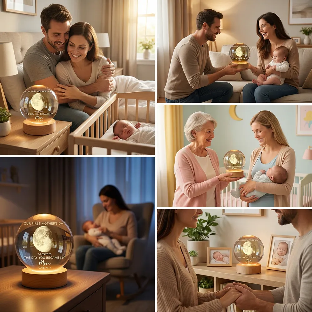 Personalized K5 Globe Lamp with Custom Moon Phase, First Mother's Day Keepsake Night Light, Unique Gift for Mom - Image 6
