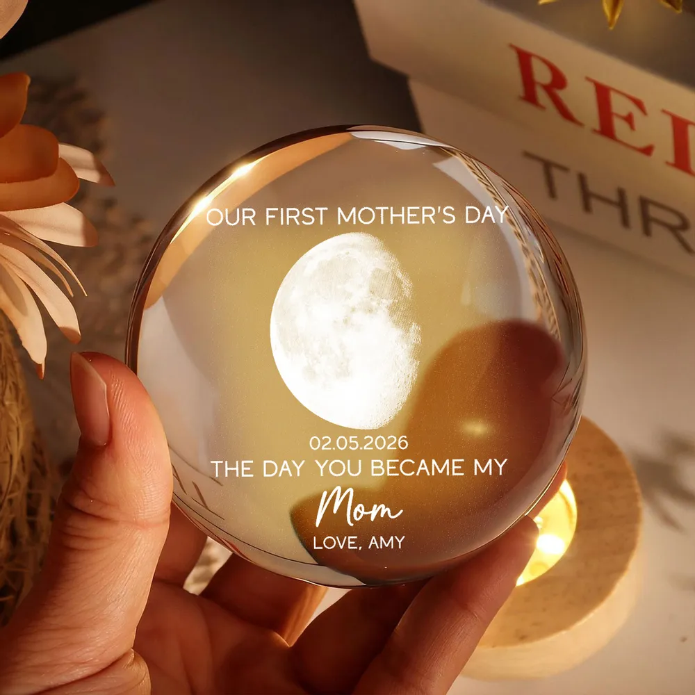 Personalized K5 Globe Lamp with Custom Moon Phase, First Mother's Day Keepsake Night Light, Unique Gift for Mom - Image 7