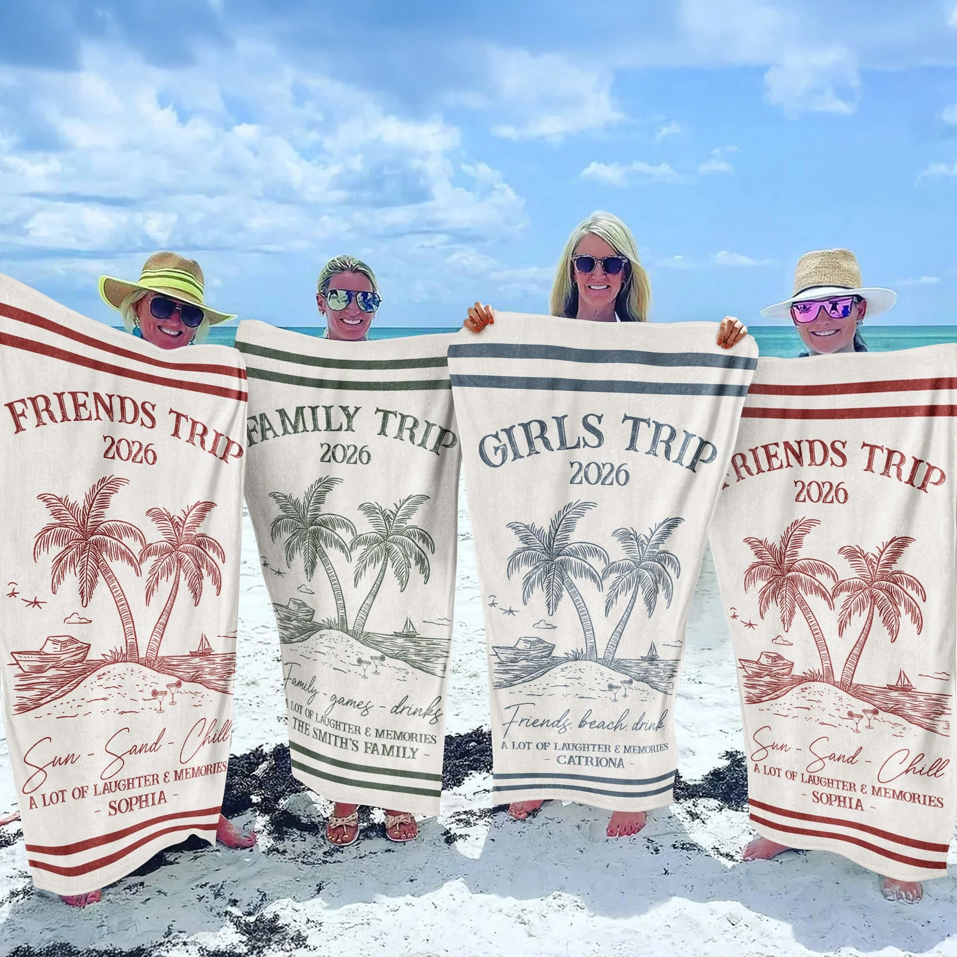 Personalized Beach Towel, Sun Sand Chill Coastal Design, A Unique Custom Gift for Family or Friends - Image 2
