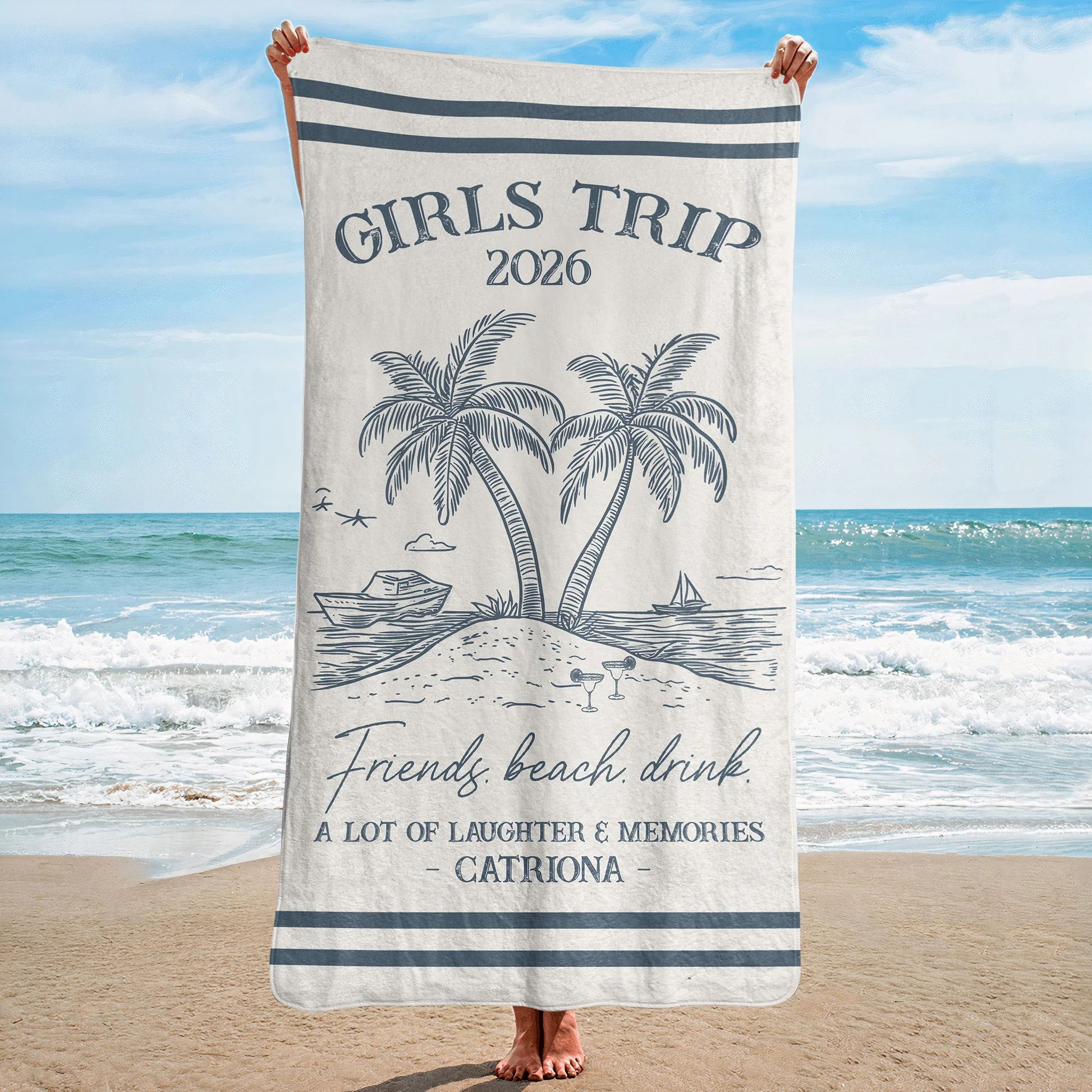 Personalized Beach Towel, Sun Sand Chill Coastal Design, A Unique Custom Gift for Family or Friends - Image 4