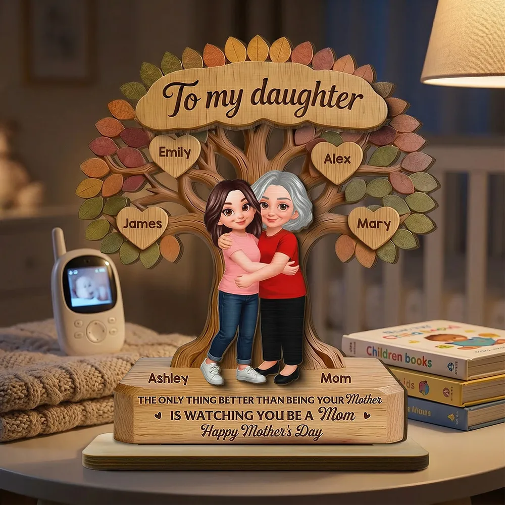 Personalized 2-Layer Wooden Plaque Tree of Life Mom & Daughter Hugging - Unique Mother's Day Gift, Family Keepsake Decor - Image 5