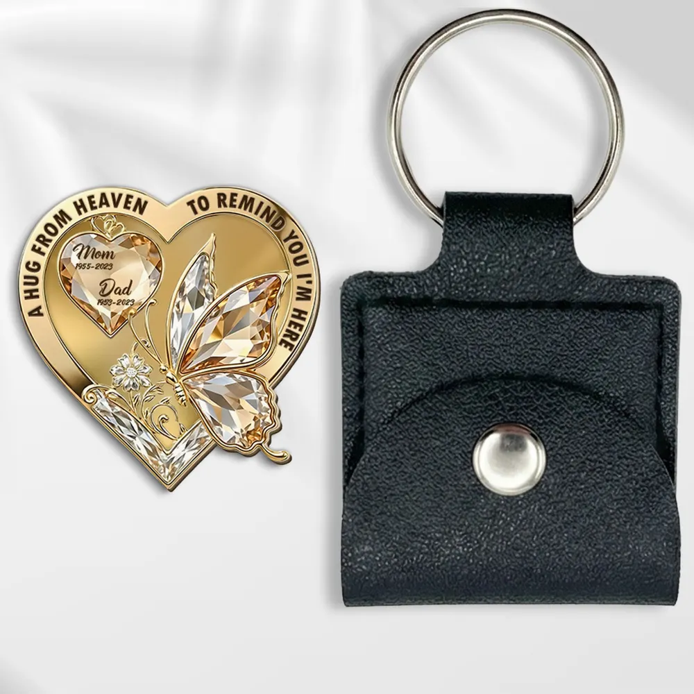 Wooden Pocket Hug for Loss of Mom - Heart Butterfly Memorial Keychain Keepsake, I'm Always With You Sympathy Gift - Image 3