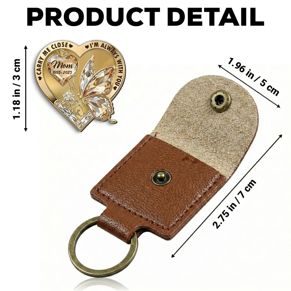 Wooden Pocket Hug for Loss of Mom - Heart Butterfly Memorial Keychain Keepsake, I'm Always With You Sympathy Gift - Image 4