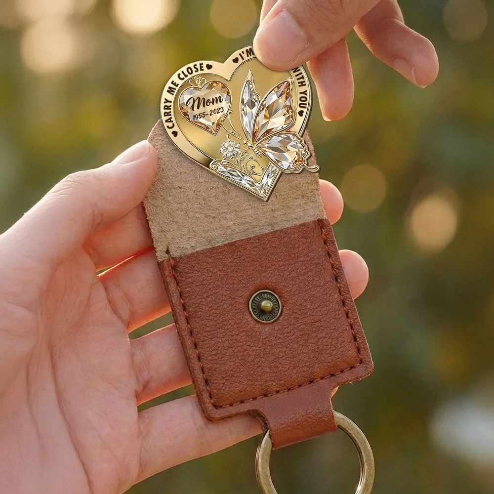 Wooden Pocket Hug for Loss of Mom - Heart Butterfly Memorial Keychain Keepsake, I'm Always With You Sympathy Gift - Image 6