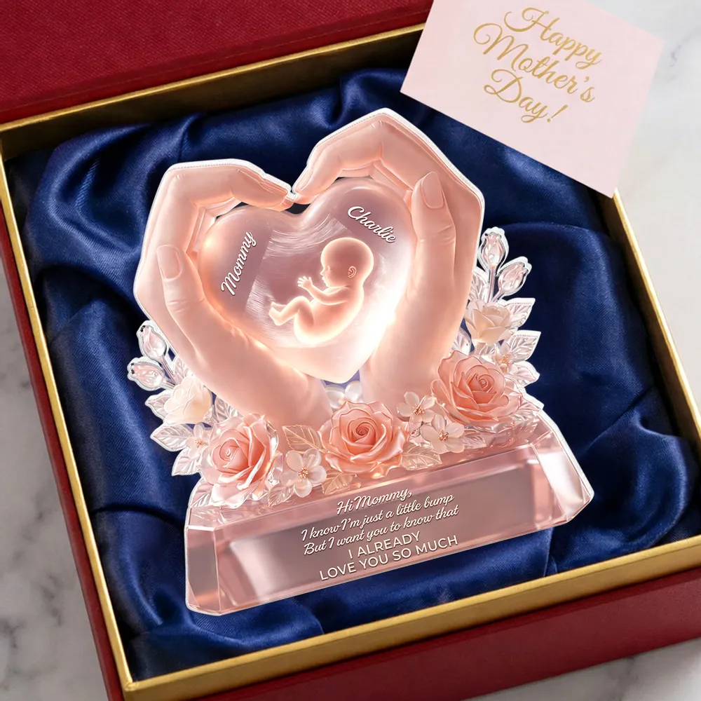 Personalized Shaped Acrylic Block Plaque with Baby Bump Love Quote, Sweet Nursery Shelf Decor, Unique Gift for Mom - Image 6
