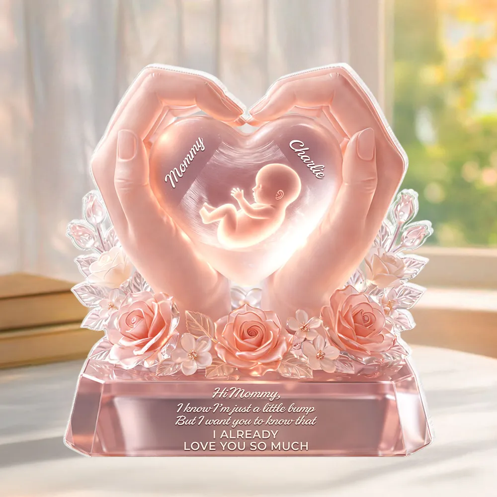 Personalized Shaped Acrylic Block Plaque with Baby Bump Love Quote, Sweet Nursery Shelf Decor, Unique Gift for Mom - Image 7