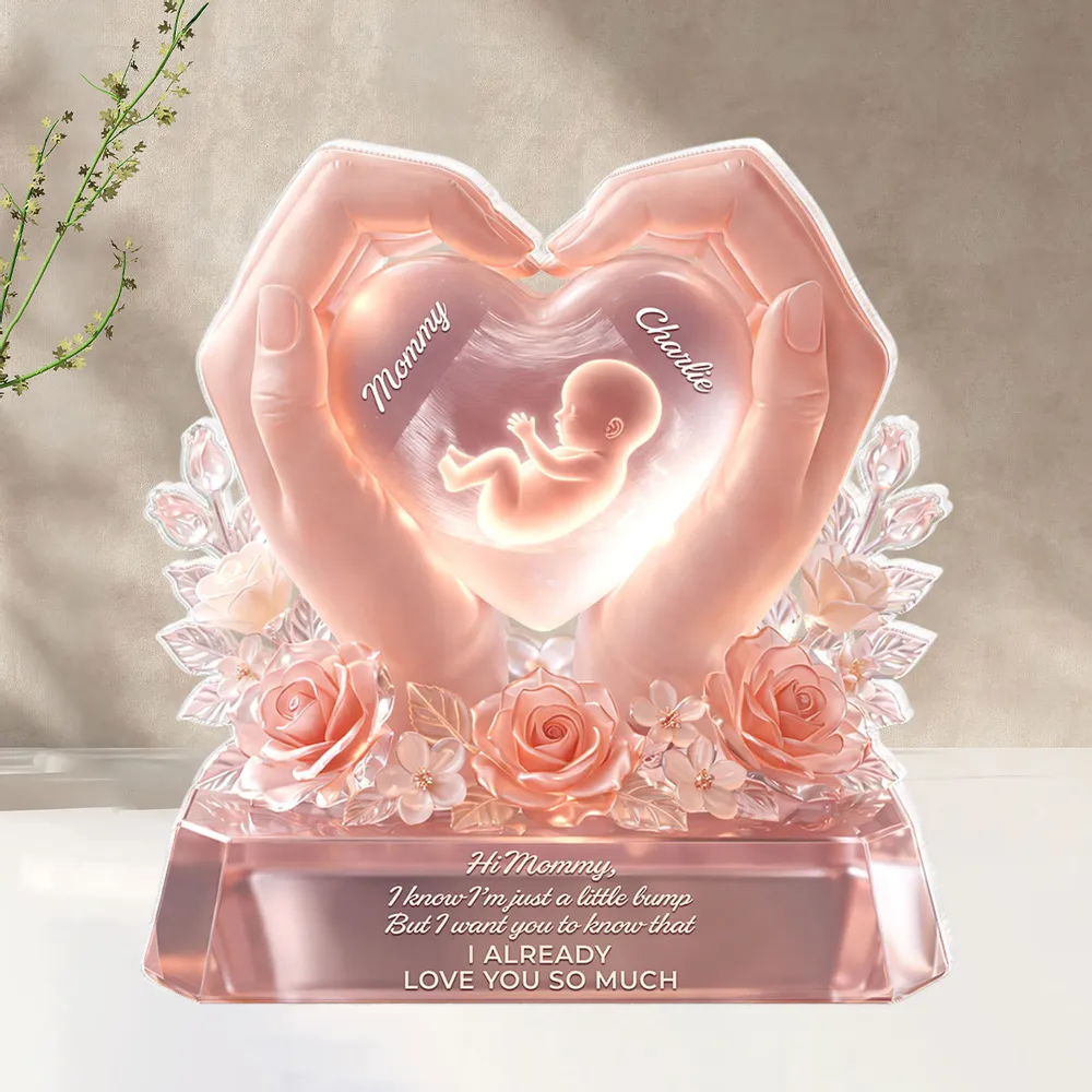 Personalized Shaped Acrylic Block Plaque with Baby Bump Love Quote, Sweet Nursery Shelf Decor, Unique Gift for Mom - Image 8