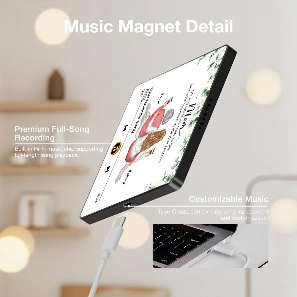 Personalized Acrylic Music Magnet for Mom and Daughter Sitting Together, Sweet Custom Fridge Decor, Unique Gift for Mom - Image 6