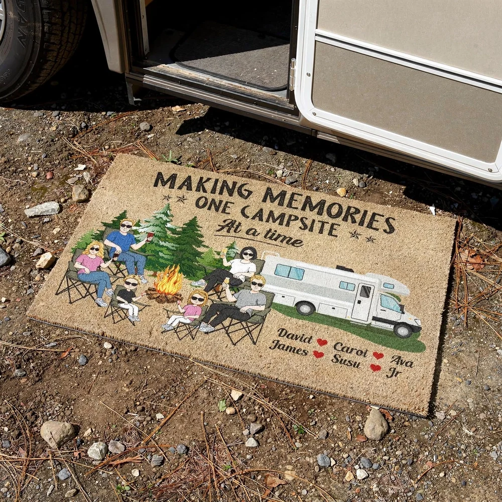 Making Memories One Campsite At A Time Standard Doormat, Personalized Cozy Campfire Welcome Gift - Image 3